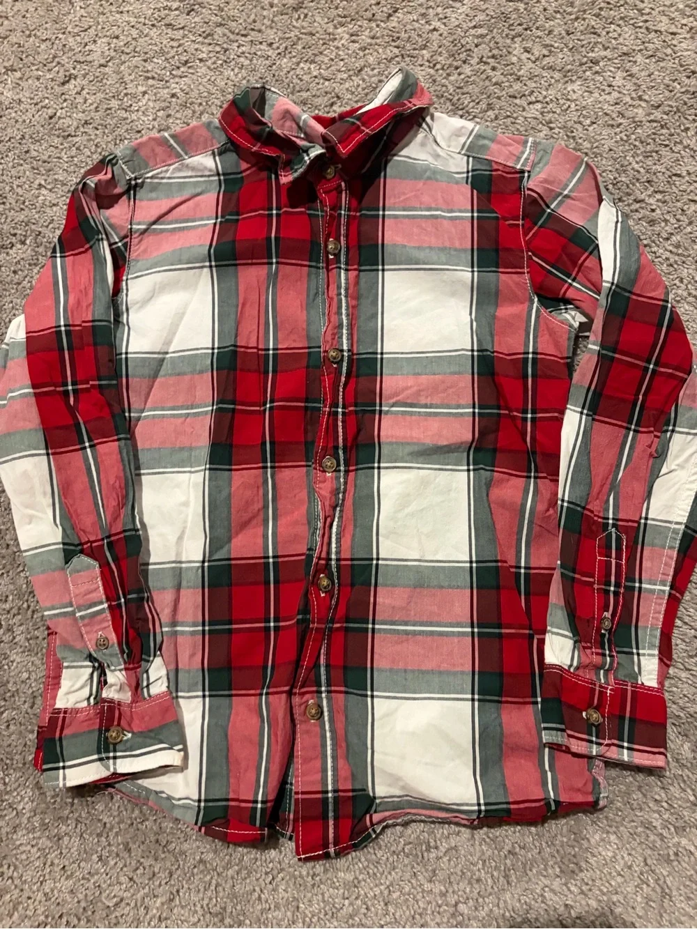 Carter's Red, White and Green Plaid Button-Down Shirt